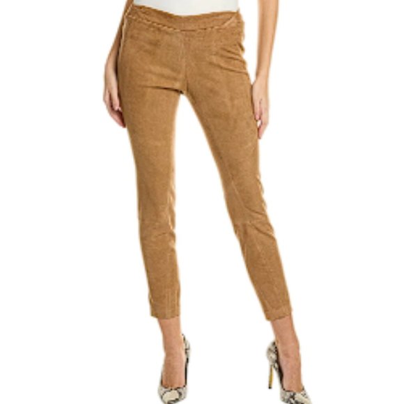 LAFAYETTE 148 NY Brown Lambskin Suede Pants